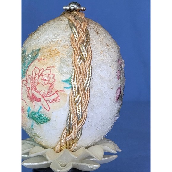 Egg Shell Art Flowers Birds Jewelry Vintage Handmade Decorated - Picture 8 of 9